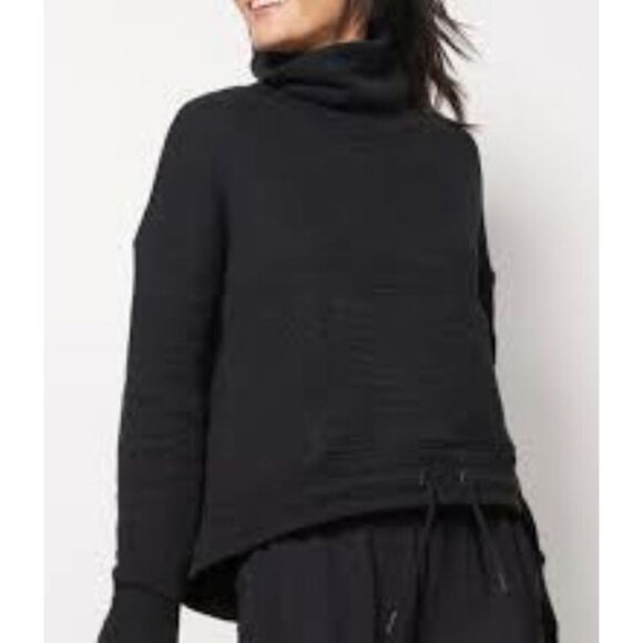 Sweaty Betty Restful Boucle Sweatshirt Size XS Black Waffle Knit NWT $ 64 Oversi - Picture 10 of 10